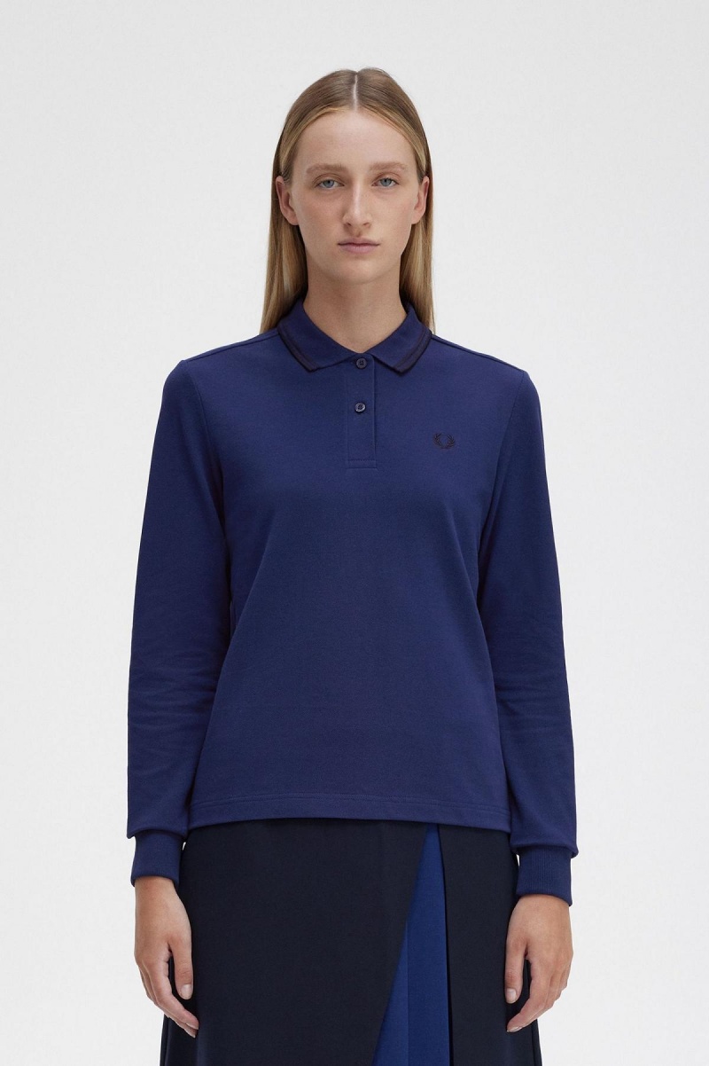 Fred Perry G3636 Fred Perry Shirt Dam Marinblå Svarta Svarta | TSEWZ57978