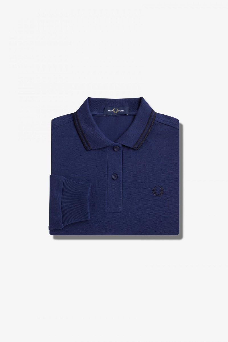 Fred Perry G3636 Fred Perry Shirt Dam Marinblå Svarta Svarta | TSEWZ57978