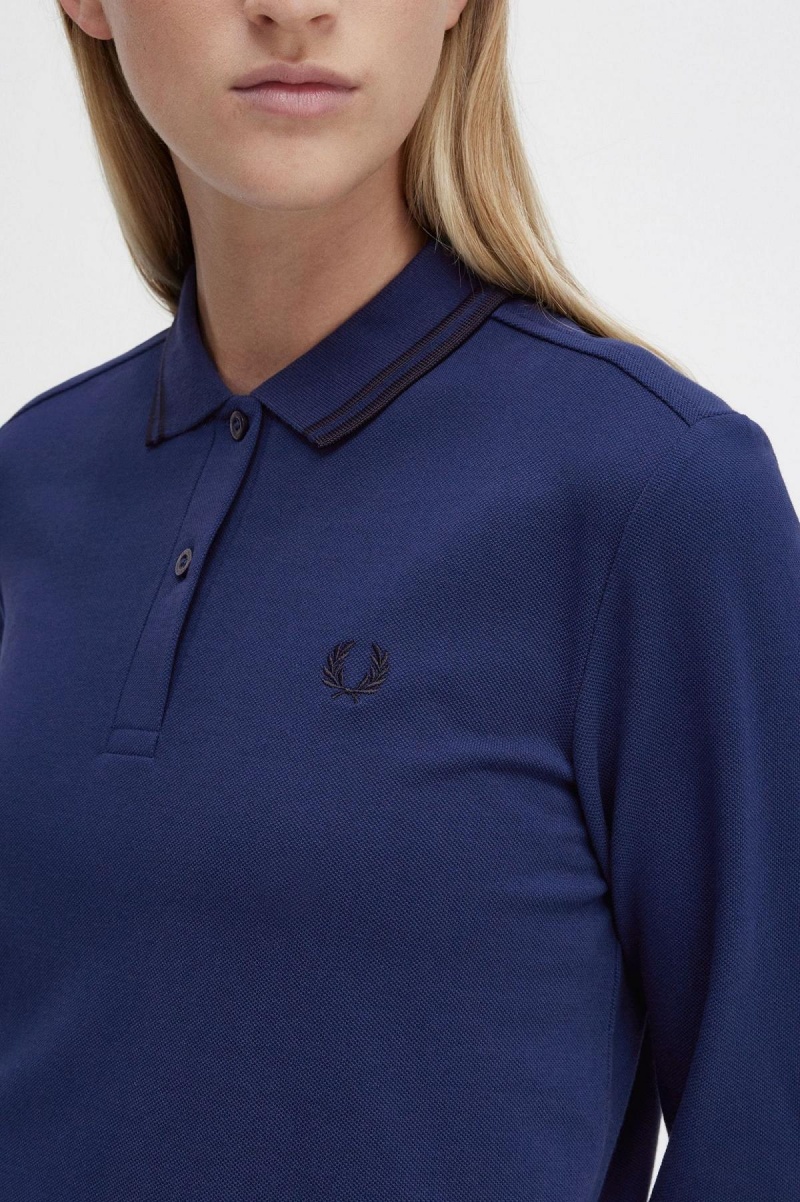 Fred Perry G3636 T-shirt Dam Marinblå Svarta Svarta | ESEVG52559