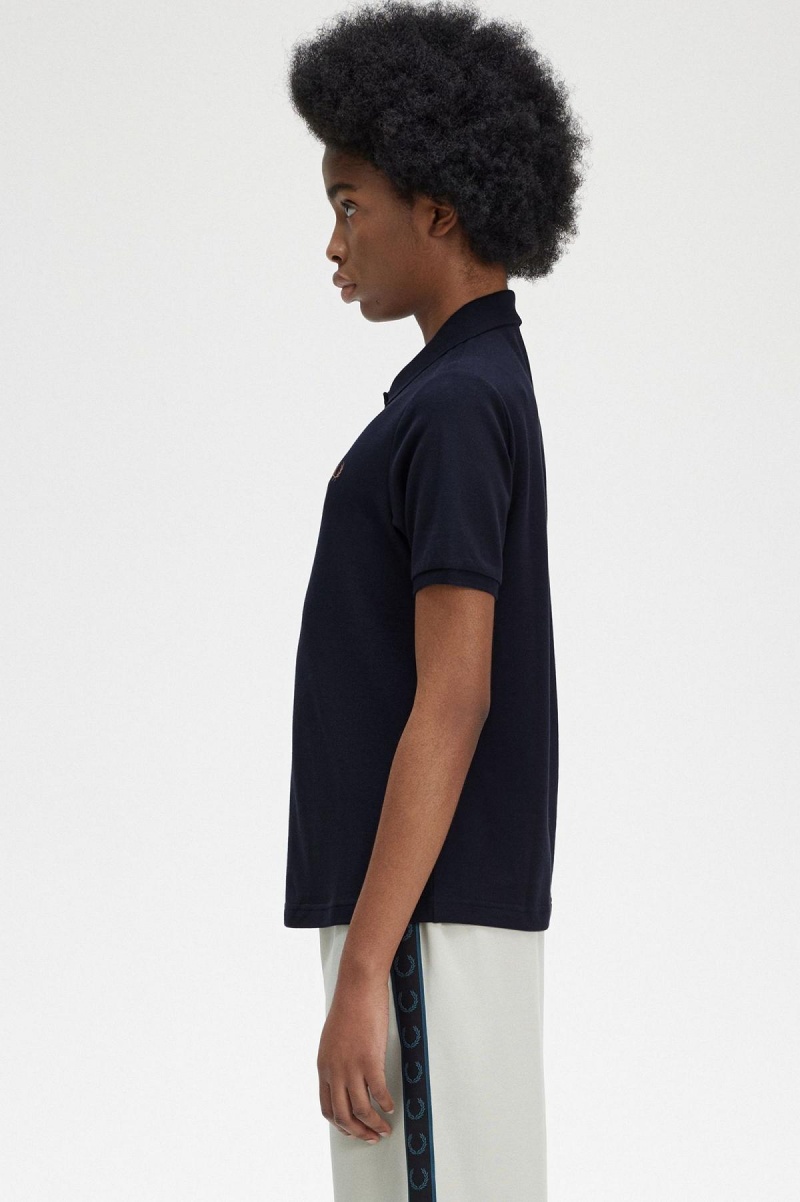 Fred Perry G6000 T-shirt Dam Marinblå | ZSEMJ65362