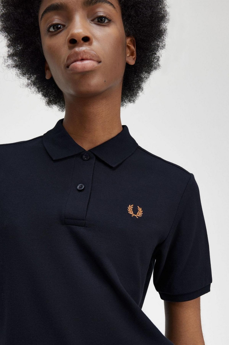 Fred Perry G6000 T-shirt Dam Marinblå | ZSEMJ65362