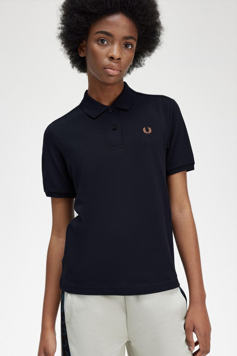 Fred Perry G6000 T-shirt Dam Marinblå | ZSEMJ65362