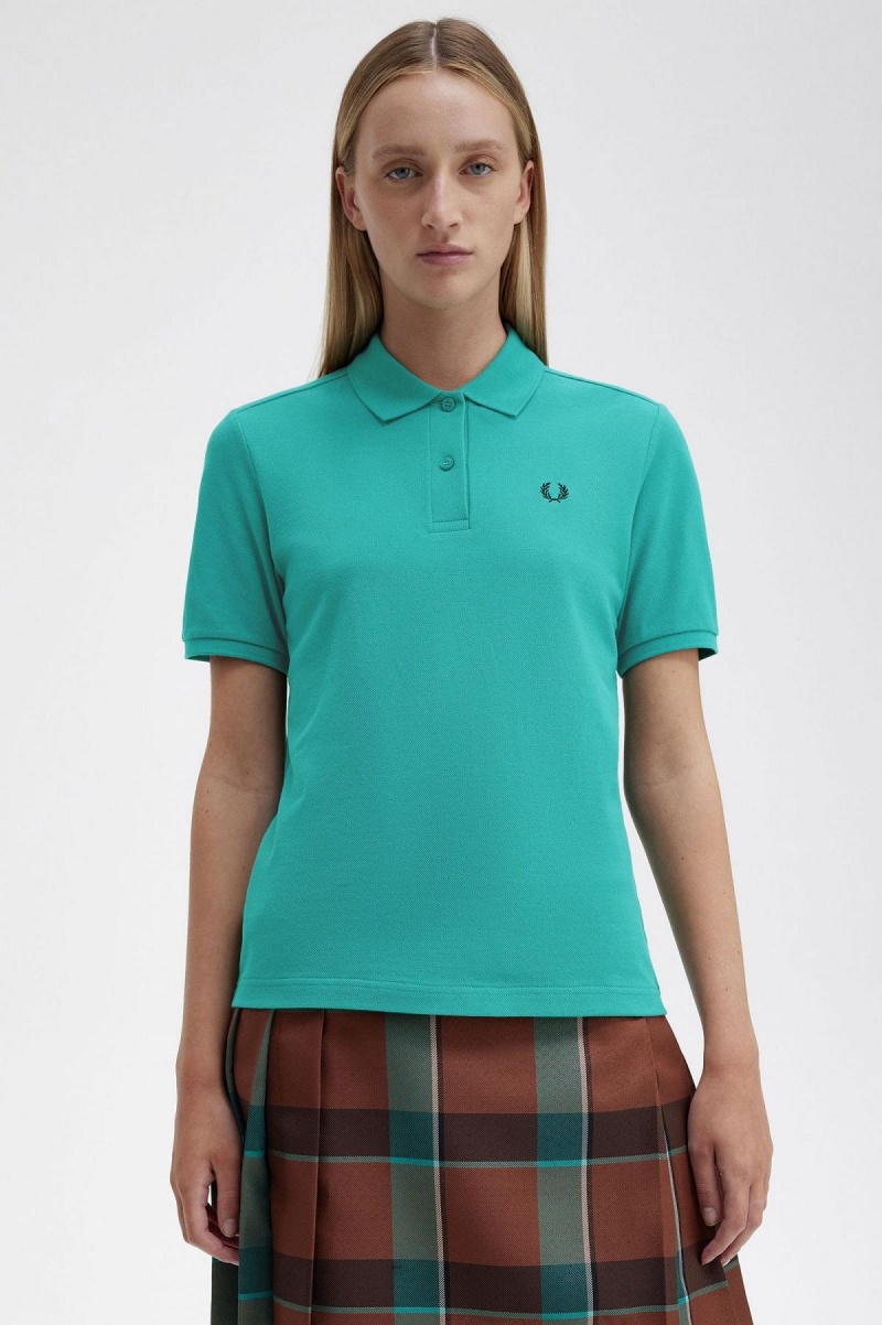 Fred Perry G6000 T-shirt Dam Mörkmintgröna Svarta | SSEVO46129