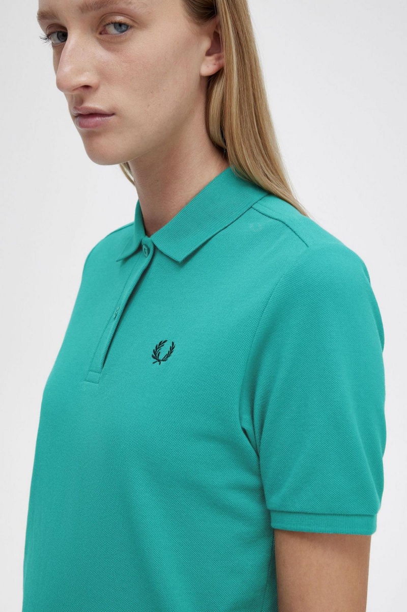 Fred Perry G6000 T-shirt Dam Mörkmintgröna Svarta | SSEVO46129