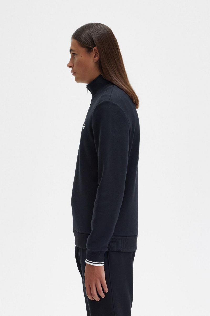 Fred Perry Half Zip Sweatshirt Träningsoverall Herr Svarta | BSESD77605