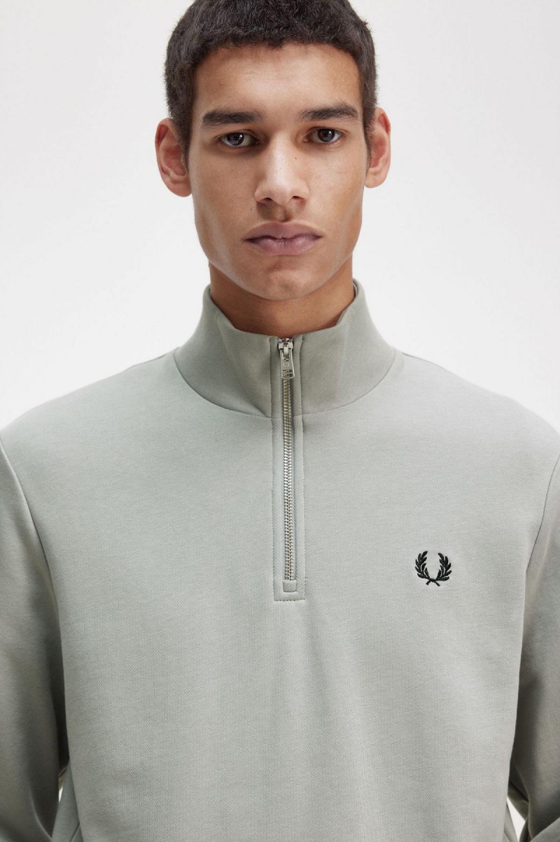 Fred Perry Half Zip Sweatshirt Träningsoverall Herr Limestone | MSEHR45962