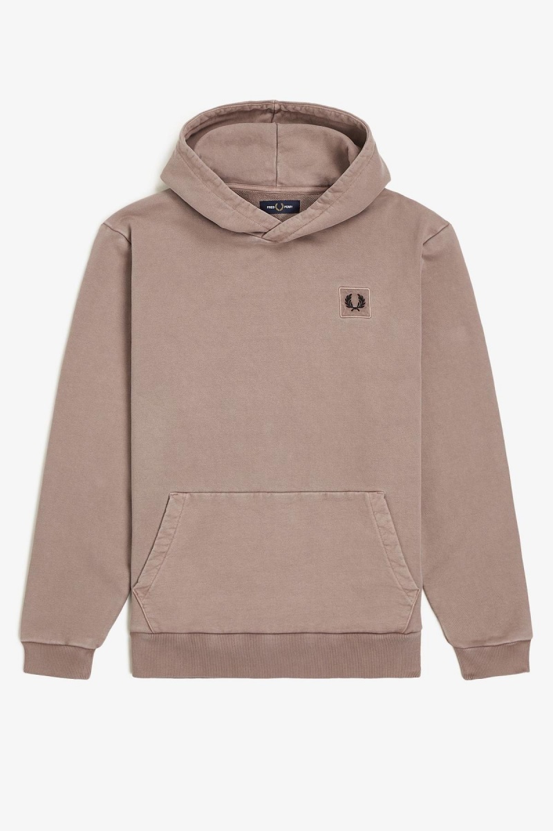 Fred Perry Heavyweight Hooded Tröjor Herr Mörkrosa | SENZX47540