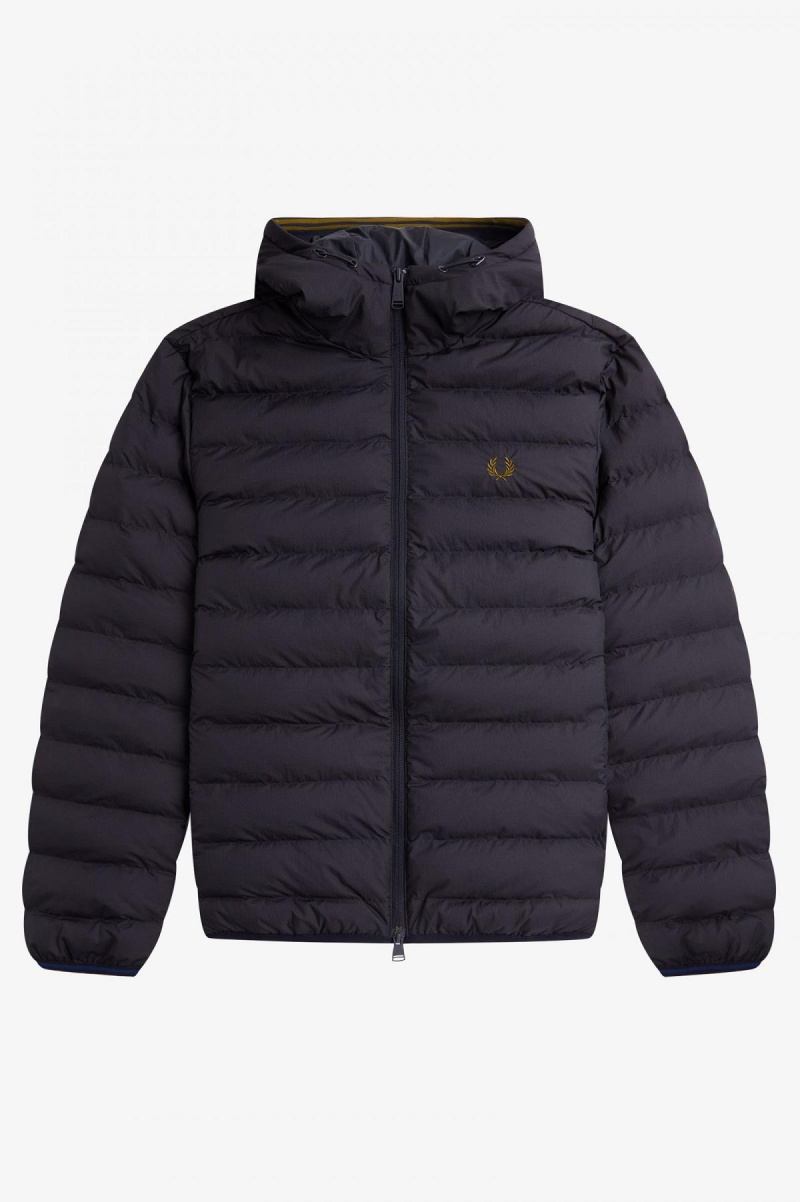 Fred Perry Hooded Insulated Rockar Herr Marinblå | ZSEMJ92220