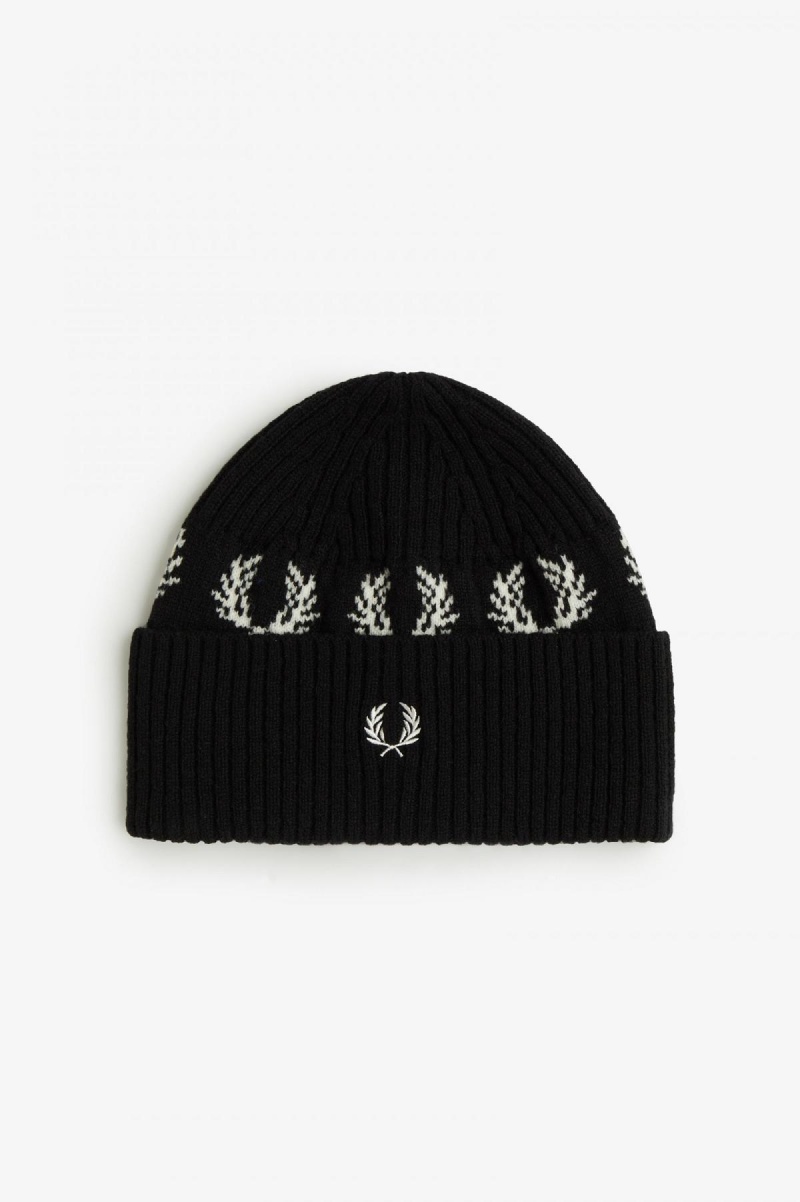 Fred Perry Laurel Wreath Lambswool Mössa Accessories Svarta Vita | SEQCS16650