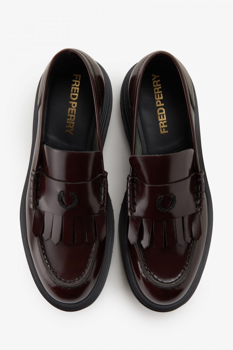 Fred Perry Läder Loafer Skor Dam Oxblood | LSETR42430