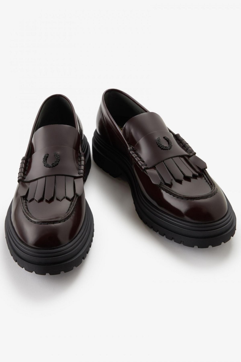 Fred Perry Läder Loafer Skor Dam Oxblood | LSETR42430