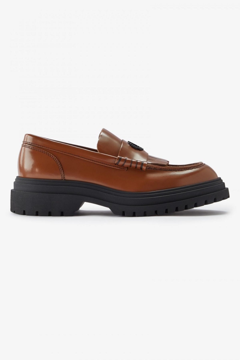 Fred Perry Läder Loafer Skor Herr Tan | PSEQX41114