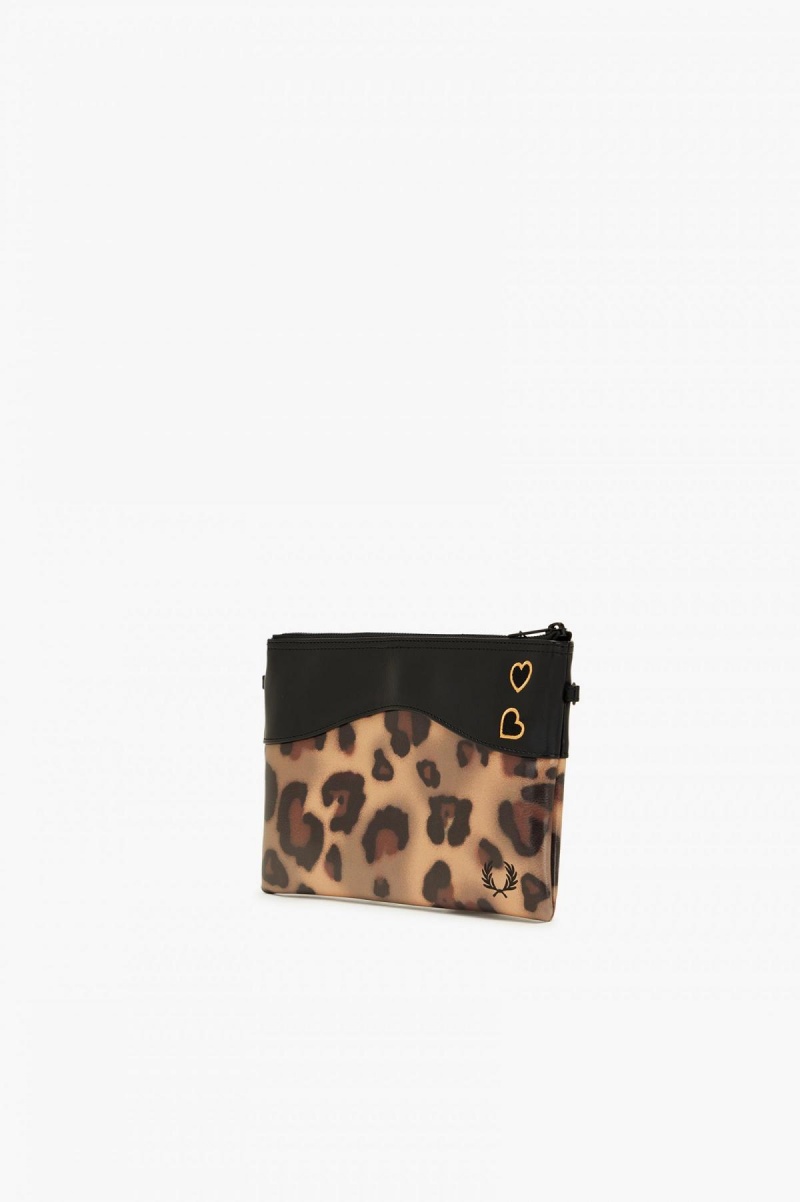 Fred Perry Leopard Print Side Väska Accessories Leopard | SEZPD70206