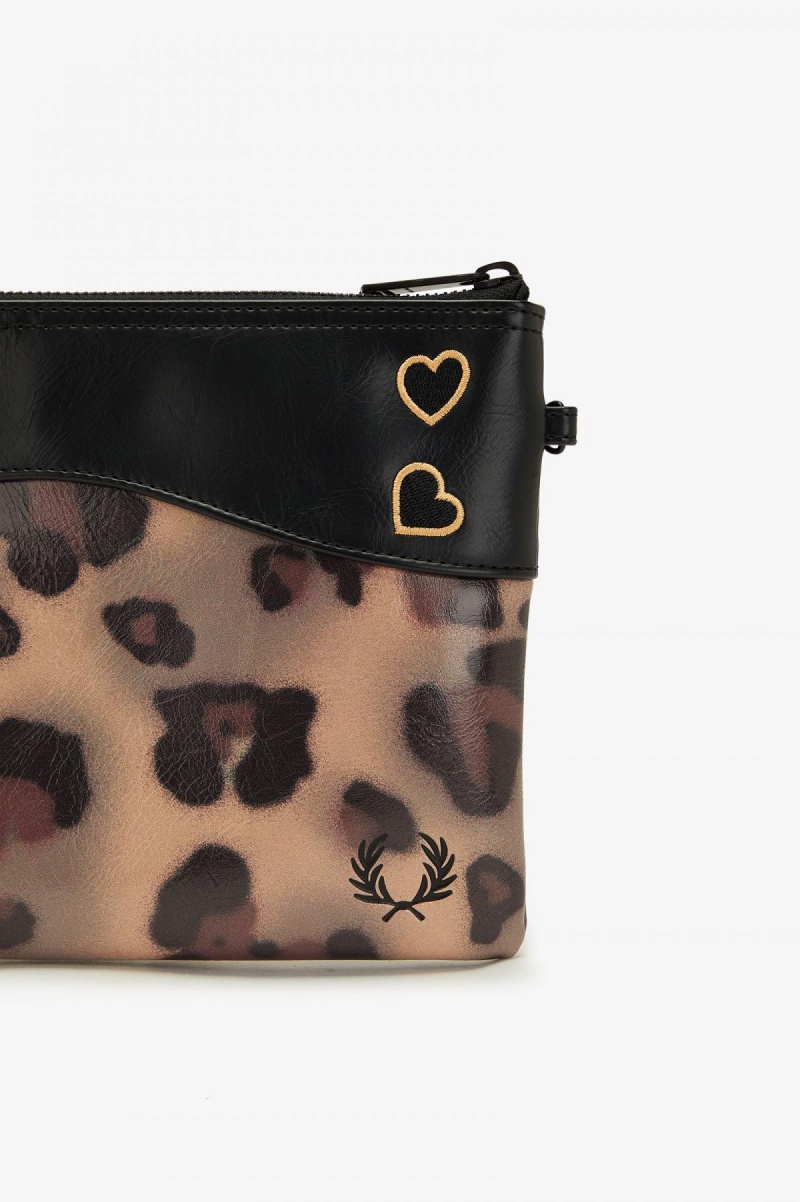 Fred Perry Leopard Print Side Väska Accessories Leopard | SEZPD70206