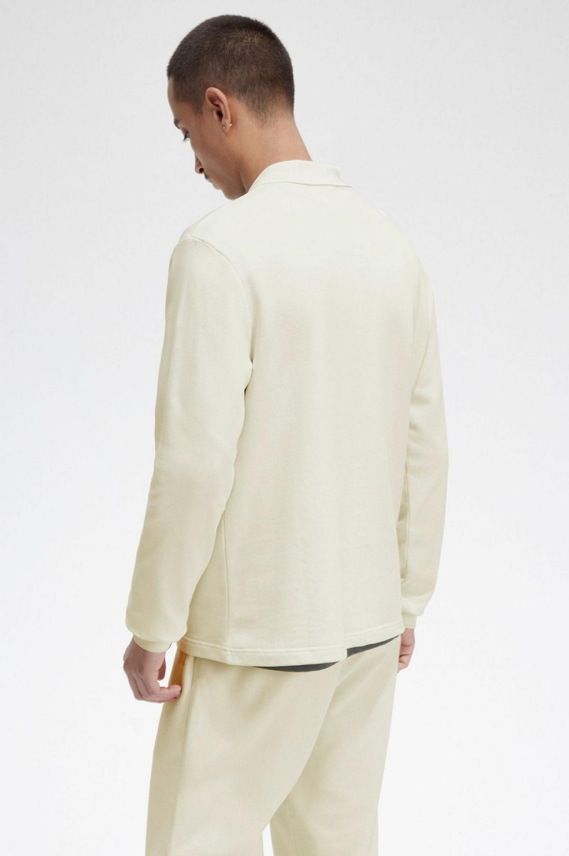 Fred Perry Long Sleeve Loopback Tröjor Herr Ecru | SEJZR23245