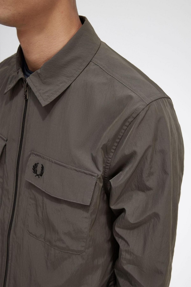 Fred Perry Lätta Zip-Through Skjorta Herr Gröna | DSEKV54298