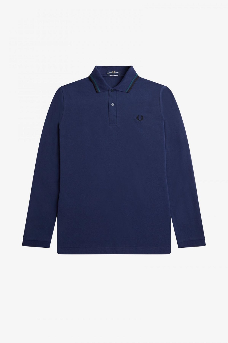 Fred Perry M1212 Fred Perry Shirt Herr Marinblå Blå Svarta | SEJBT49184