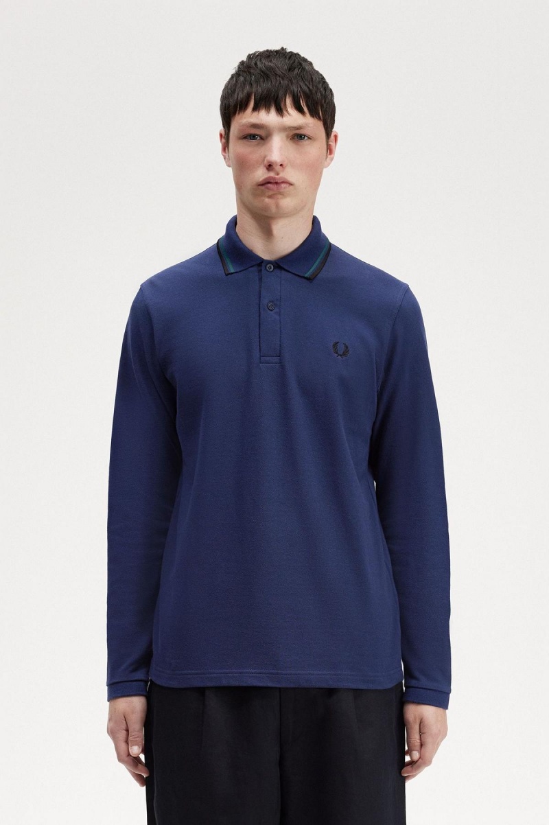 Fred Perry M1212 Fred Perry Shirt Herr Marinblå Blå Svarta | SEJBT49184