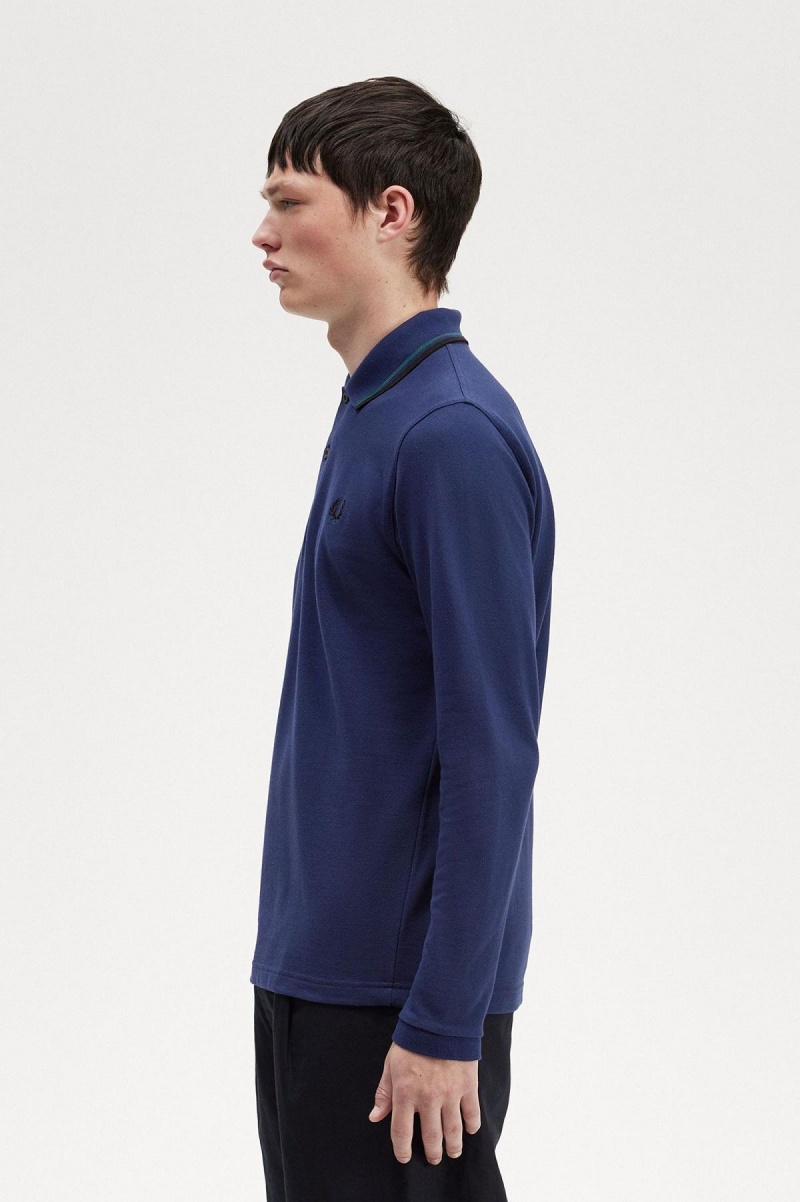 Fred Perry M1212 Fred Perry Shirt Herr Marinblå Blå Svarta | SEJBT49184