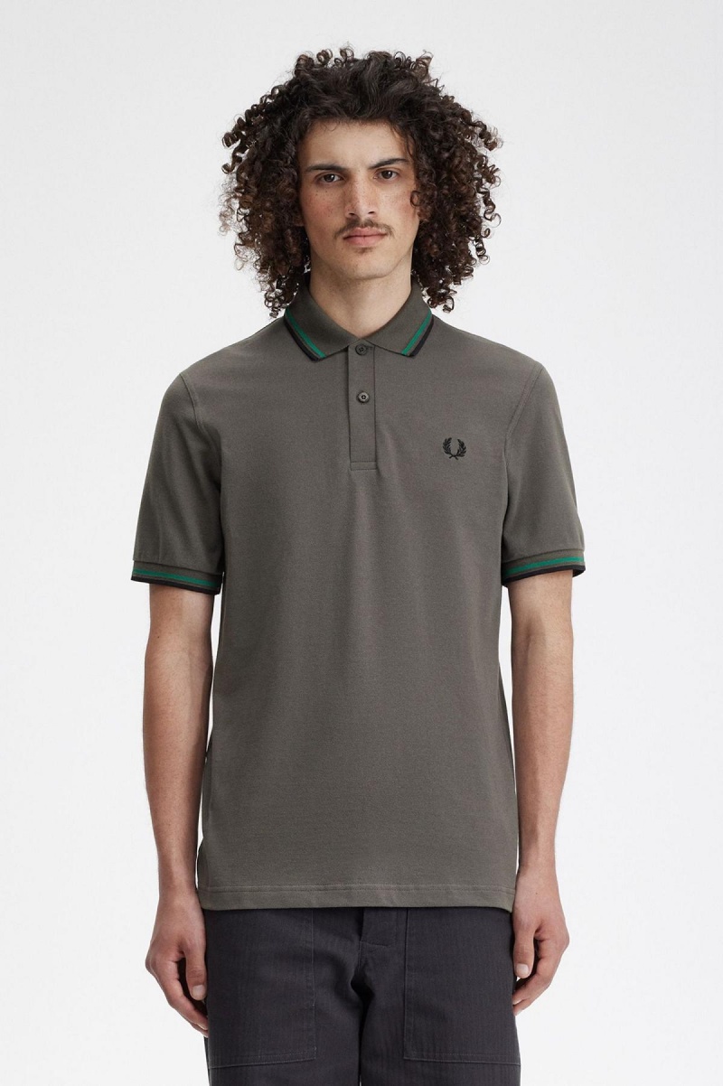 Fred Perry M12 Fred Perry Shirt Herr Gröna Gröna Svarta | PSEER92108