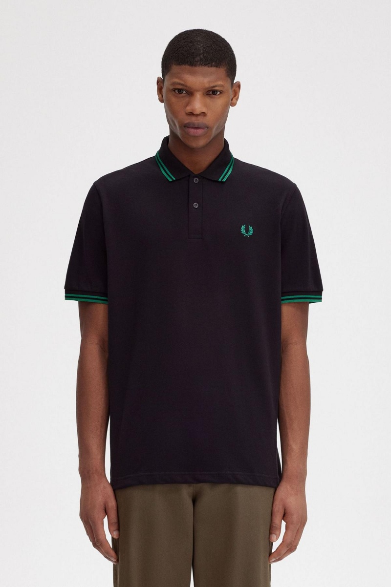 Fred Perry M12 Fred Perry Shirt Herr Svarta Gröna Gröna | SEXBR58218