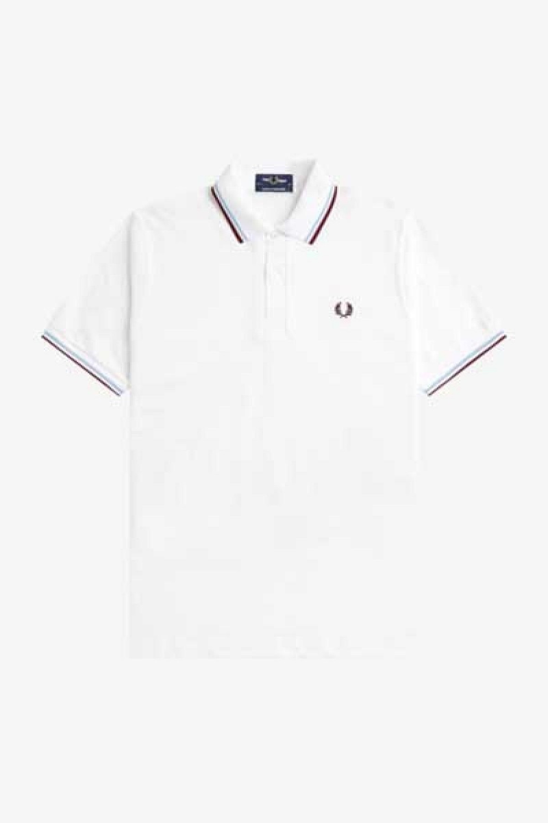 Fred Perry M12 Fred Perry Shirt Herr Vita Vinröda | SSENY36784