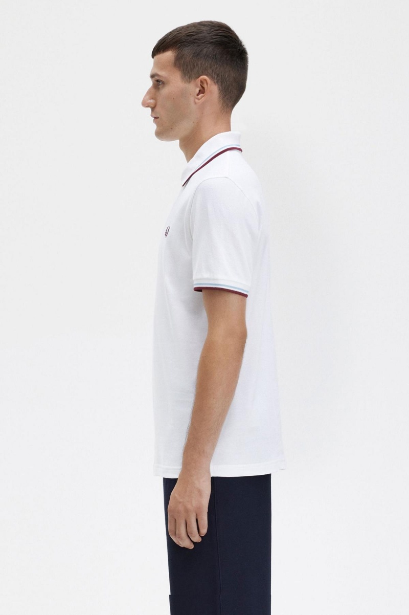 Fred Perry M12 Fred Perry Shirt Herr Vita Vinröda | SSENY36784