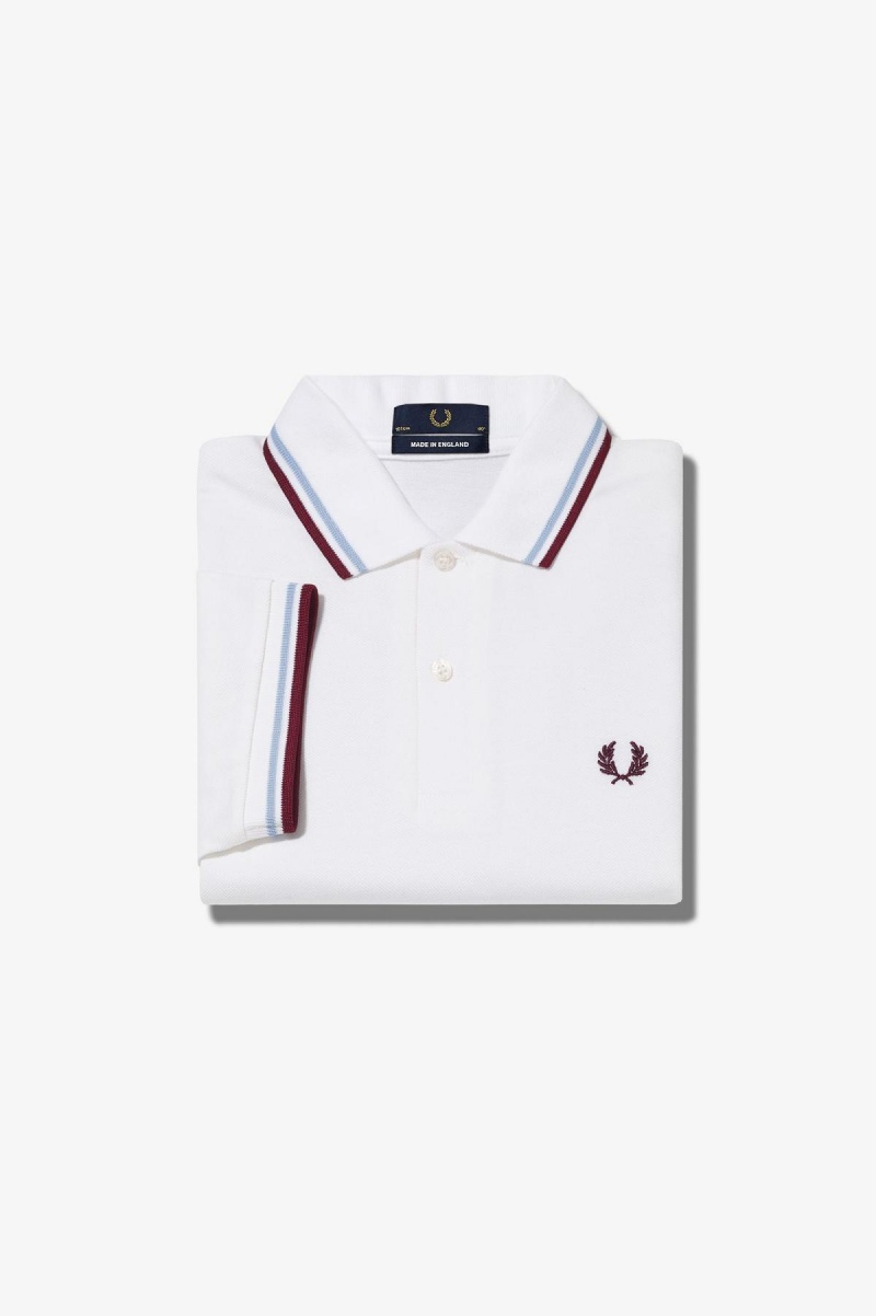 Fred Perry M12 Fred Perry Shirt Herr Vita Vinröda | SSENY36784