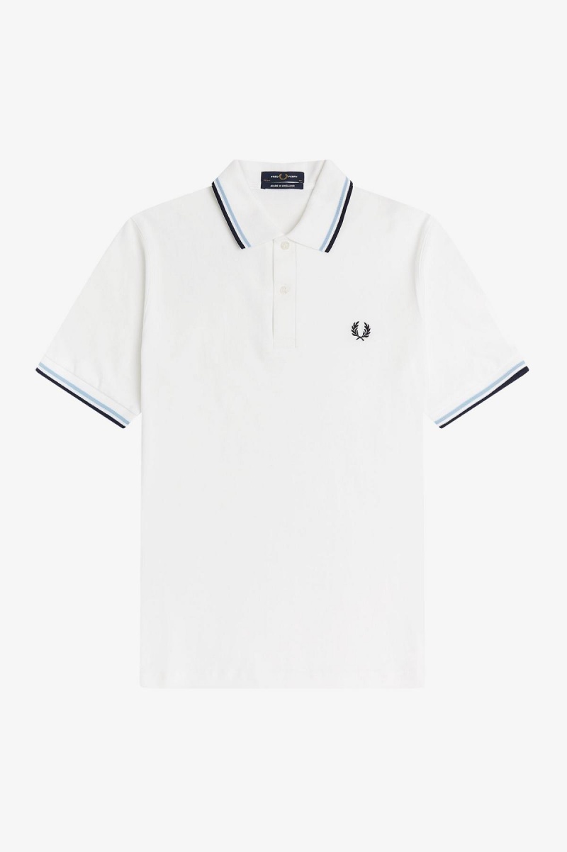 Fred Perry M12 Fred Perry Shirt Herr Vita Marinblå | SEEAH84561