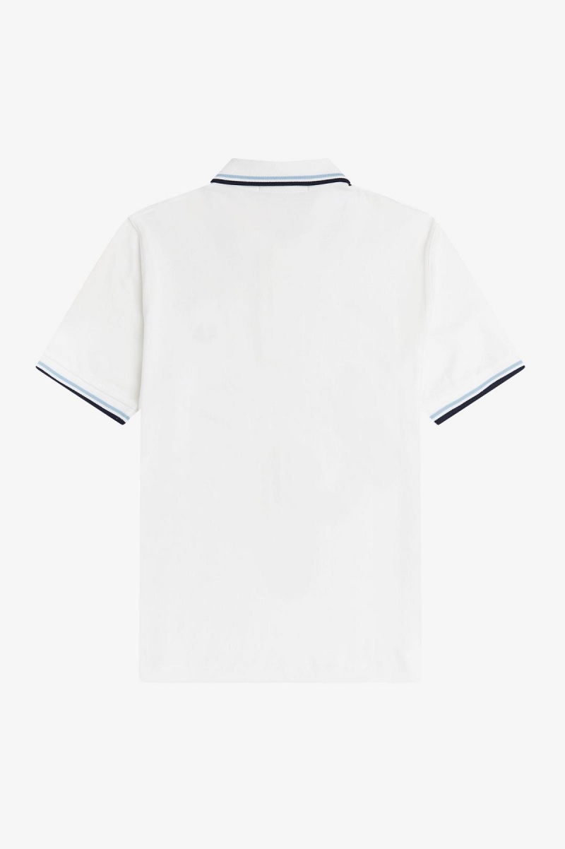 Fred Perry M12 Fred Perry Shirt Herr Vita Marinblå | SEEAH84561