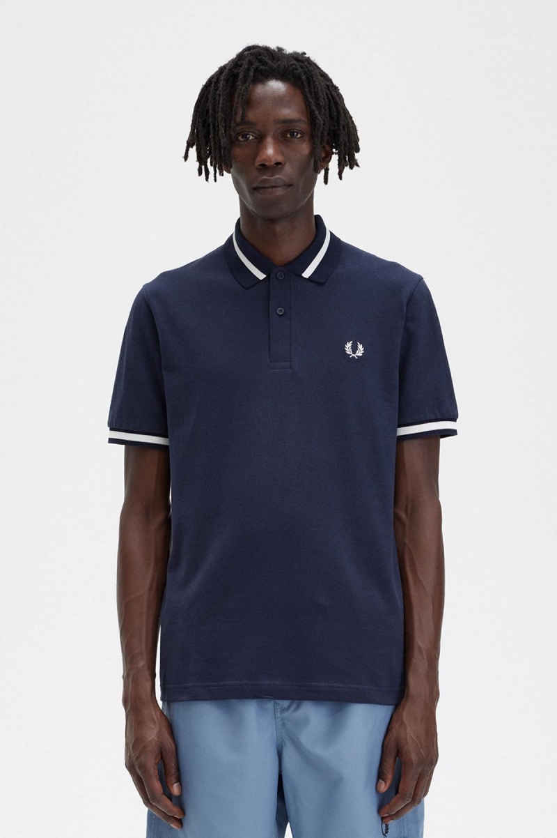 Fred Perry M2 Piketröja Herr Marinblå Vita | SECVG99157