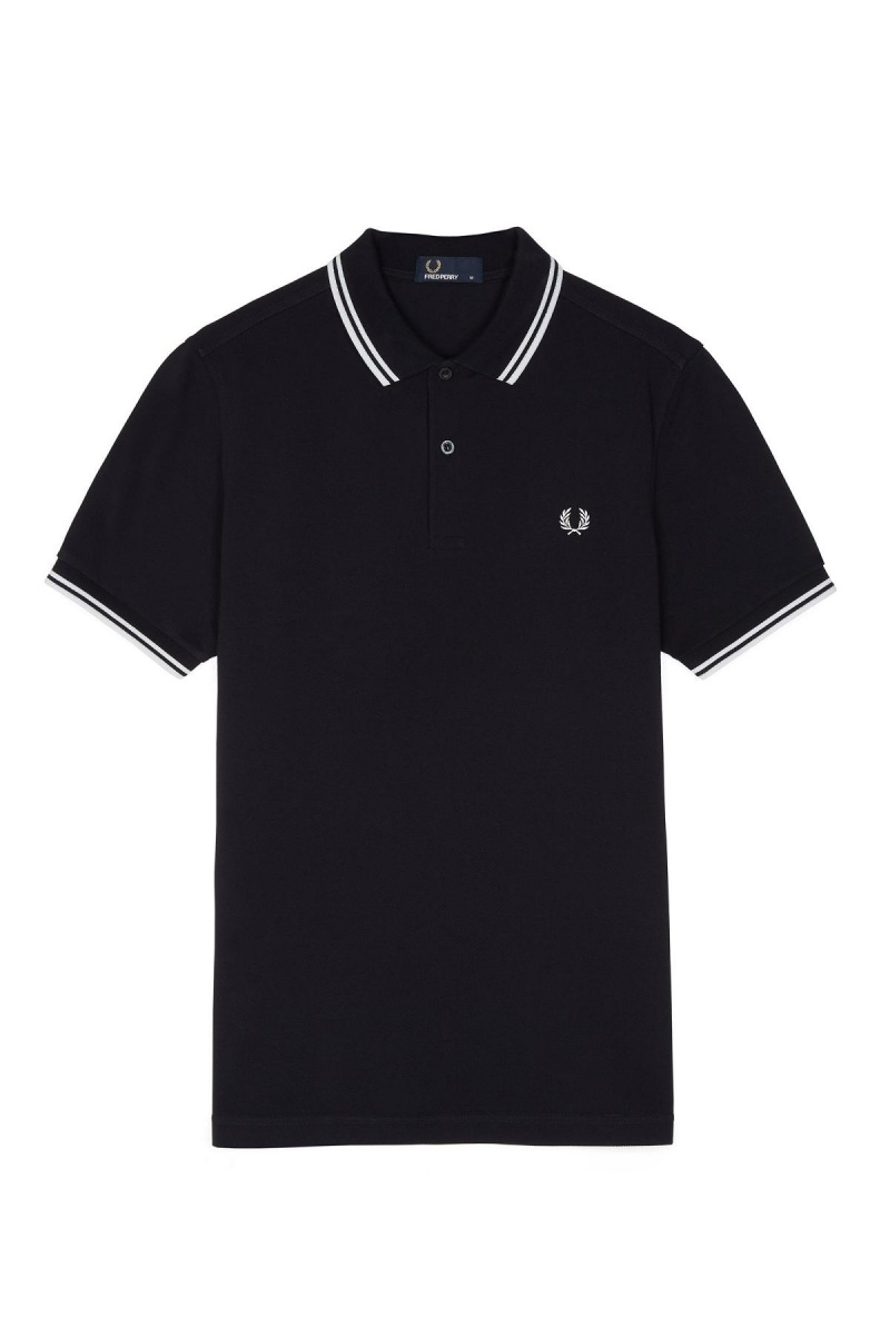 Fred Perry M3600 Fred Perry Shirt Herr Marinblå Vita Vita | SEXBR31430