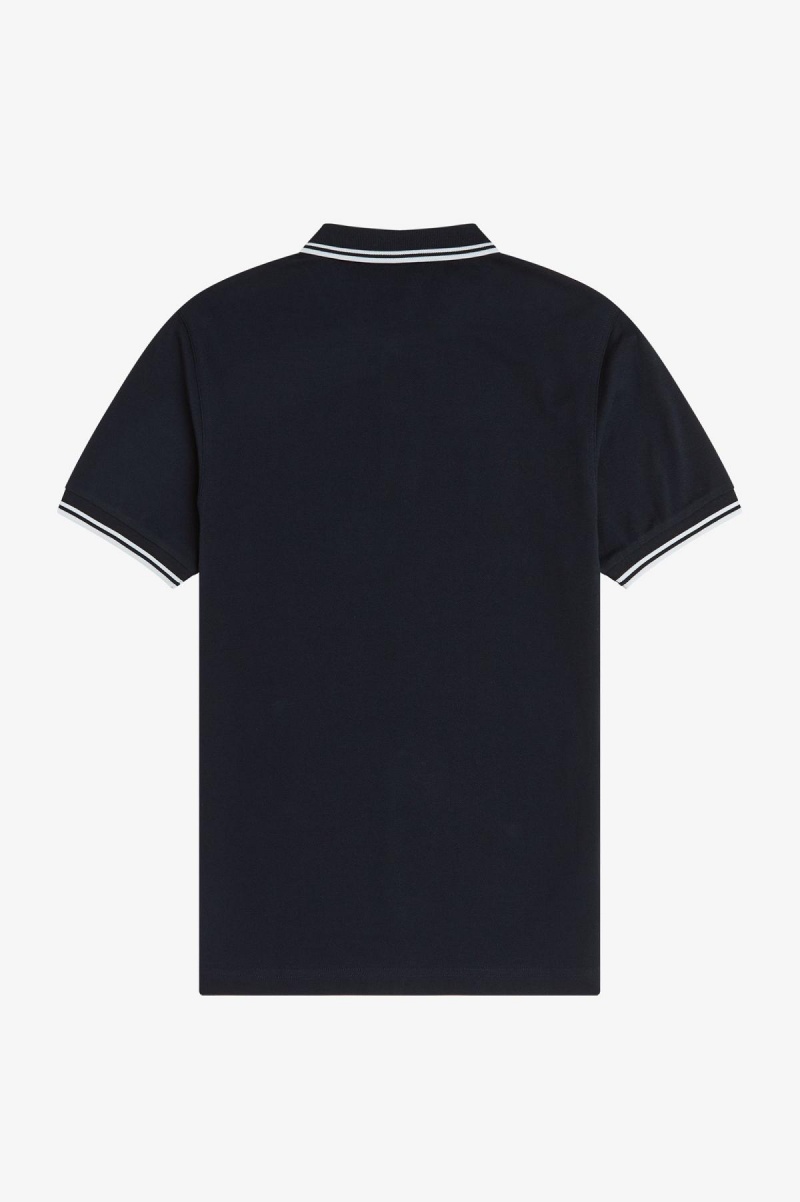 Fred Perry M3600 Fred Perry Shirt Herr Marinblå Vita Vita | SEXBR31430