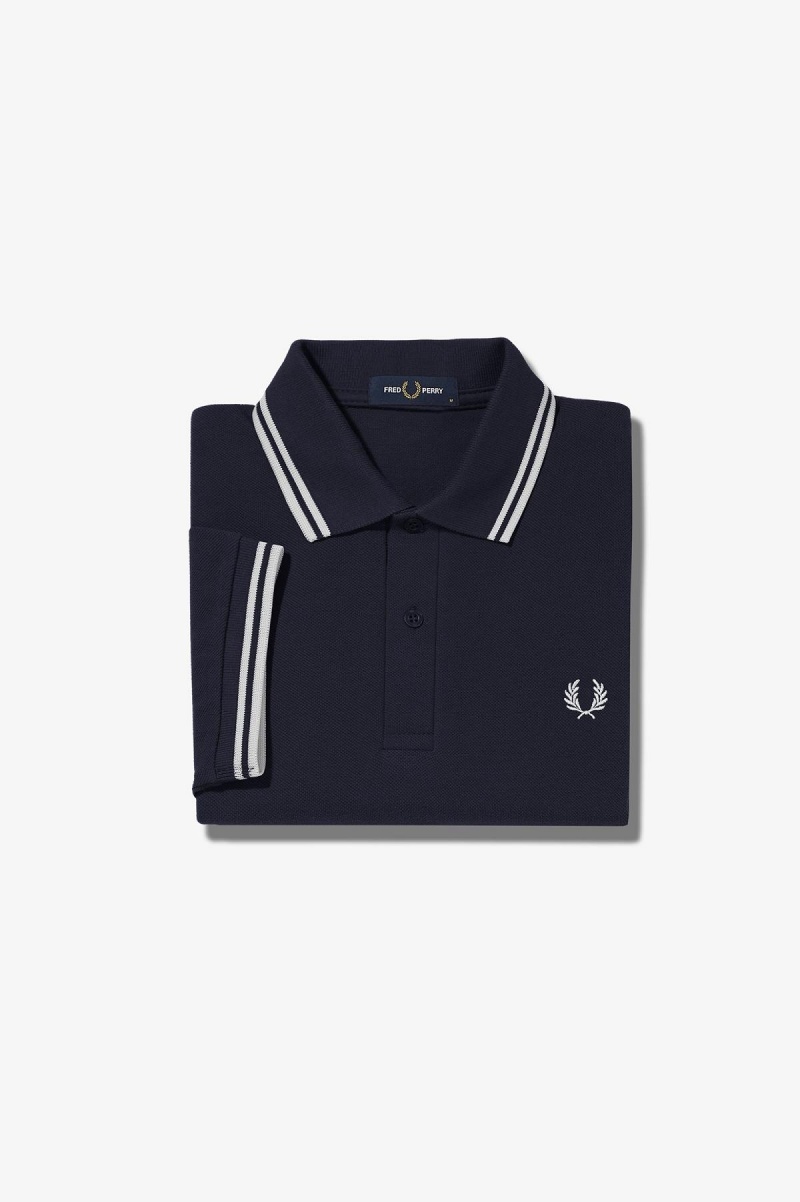 Fred Perry M3600 Fred Perry Shirt Herr Marinblå Vita Vita | SEXBR31430