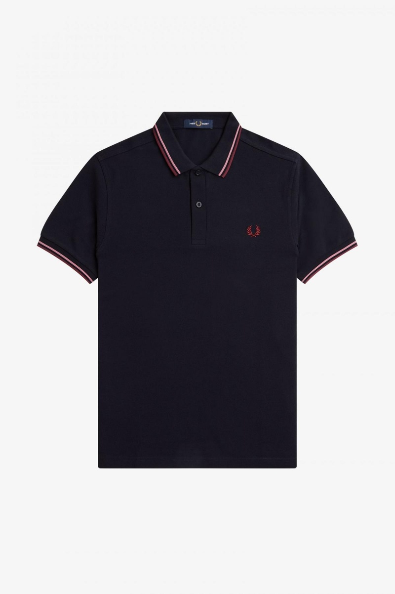 Fred Perry M3600 Fred Perry Shirt Herr Marinblå Rosa Rosa | DSEVO58070