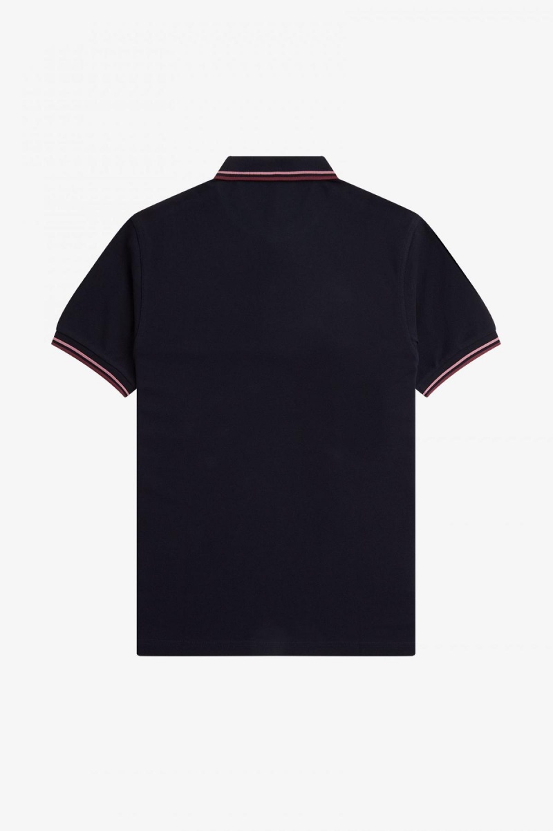 Fred Perry M3600 Fred Perry Shirt Herr Marinblå Rosa Rosa | DSEVO58070