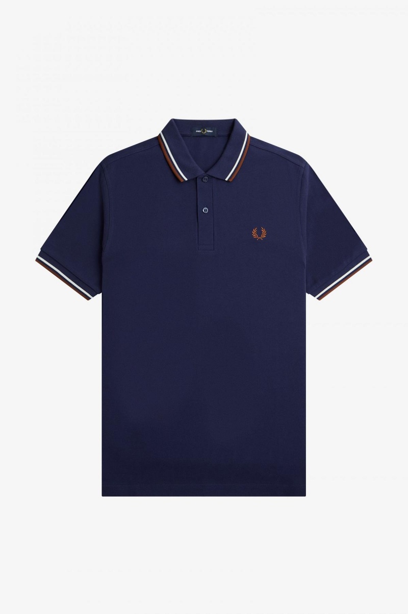 Fred Perry M3600 Fred Perry Shirt Herr Marinblå Bruna | GSEEC96861