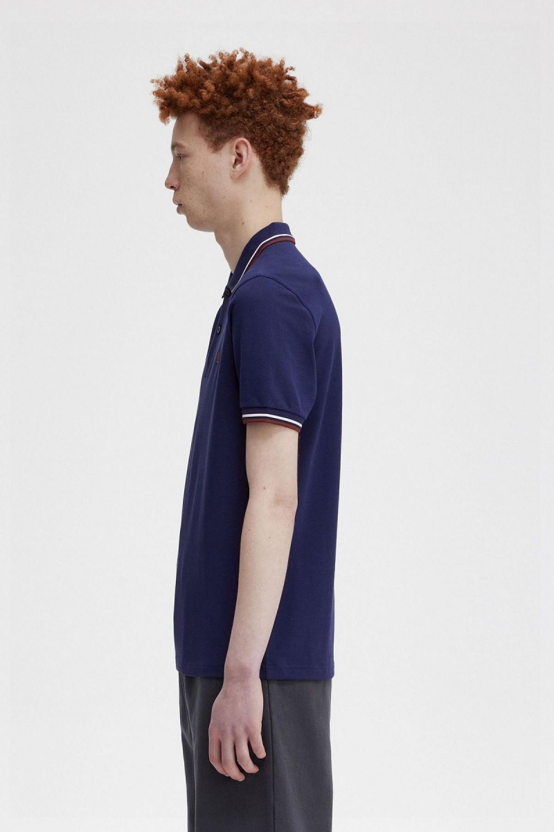 Fred Perry M3600 Fred Perry Shirt Herr Marinblå Bruna | GSEEC96861