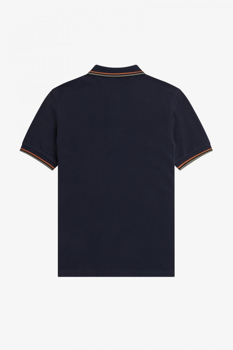 Fred Perry M3600 Fred Perry Shirt Herr Marinblå Gröna | SEICD66855