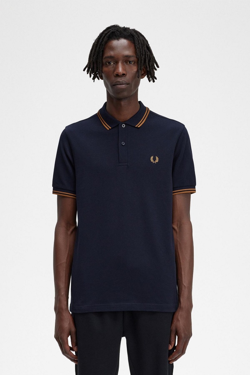 Fred Perry M3600 Fred Perry Shirt Herr Marinblå Mörkmörk | SEXBR17429