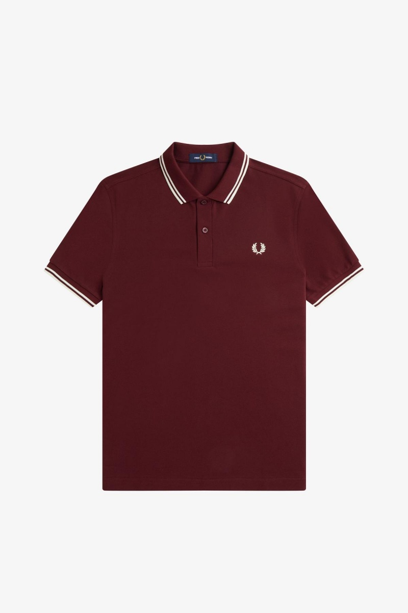 Fred Perry M3600 Fred Perry Shirt Herr Oxblood / Ecru / Ecru | YSEVQ76830