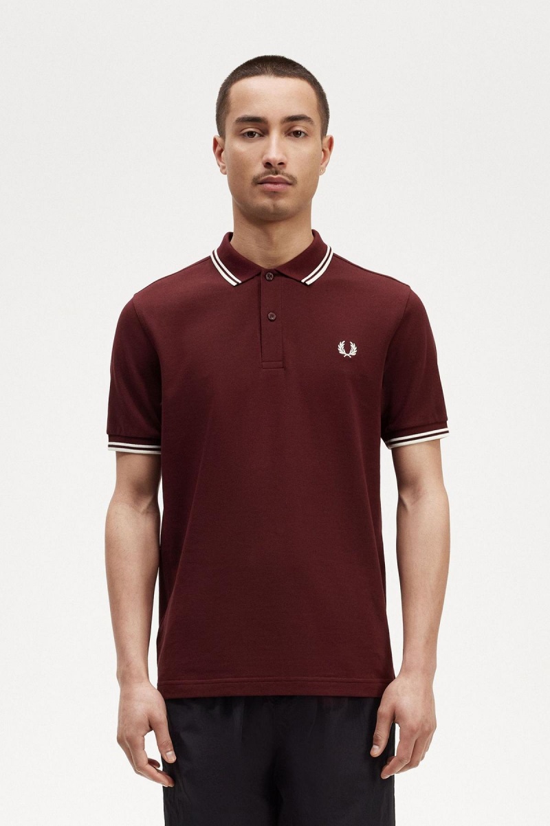 Fred Perry M3600 Fred Perry Shirt Herr Oxblood / Ecru / Ecru | YSEVQ76830