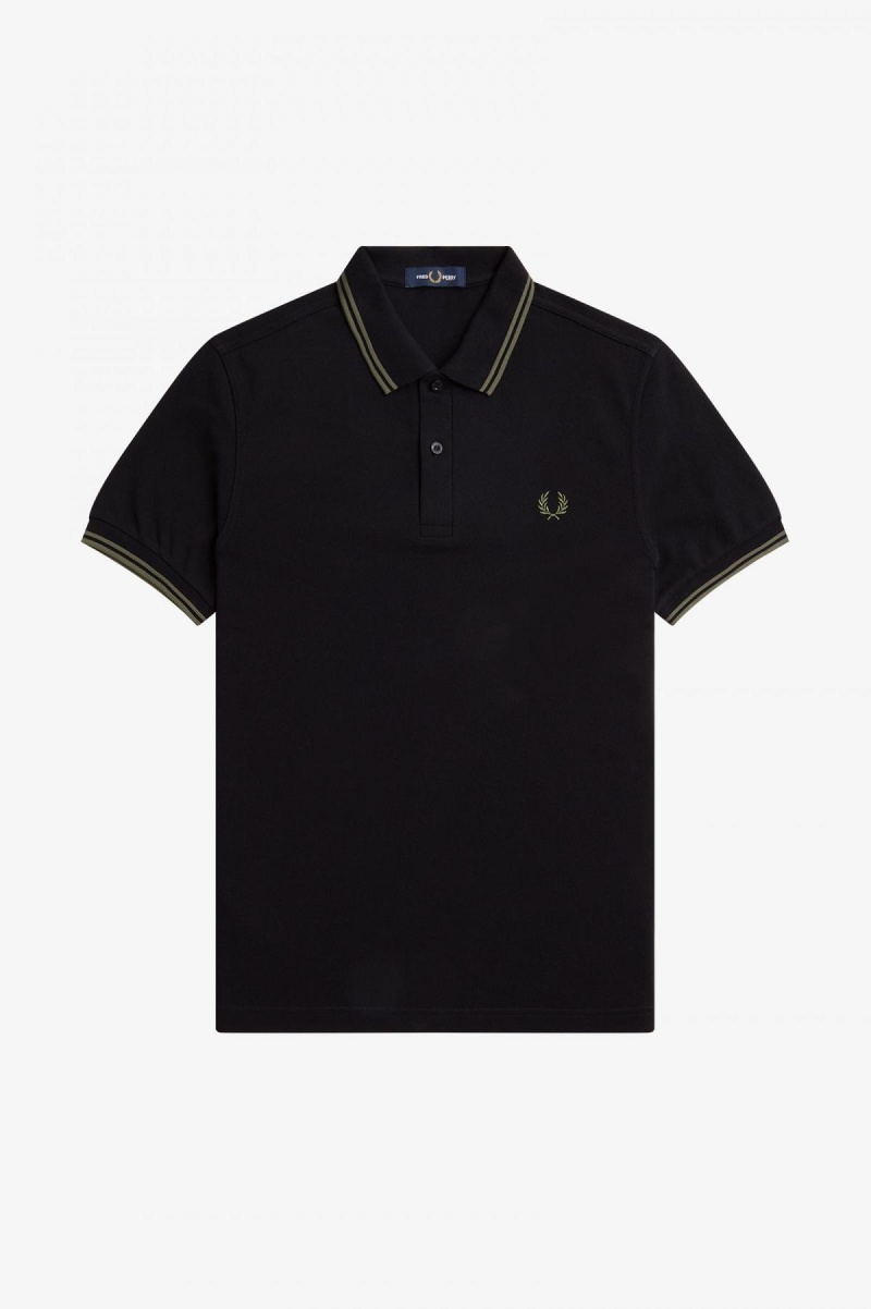 Fred Perry M3600 Fred Perry Shirt Herr Svarta Gröna Gröna | BSESD19199