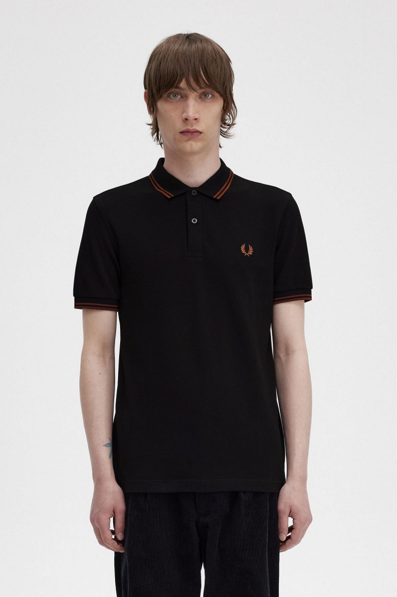 Fred Perry M3600 Fred Perry Shirt Herr Svarta Bruna Bruna | SEXBR62078