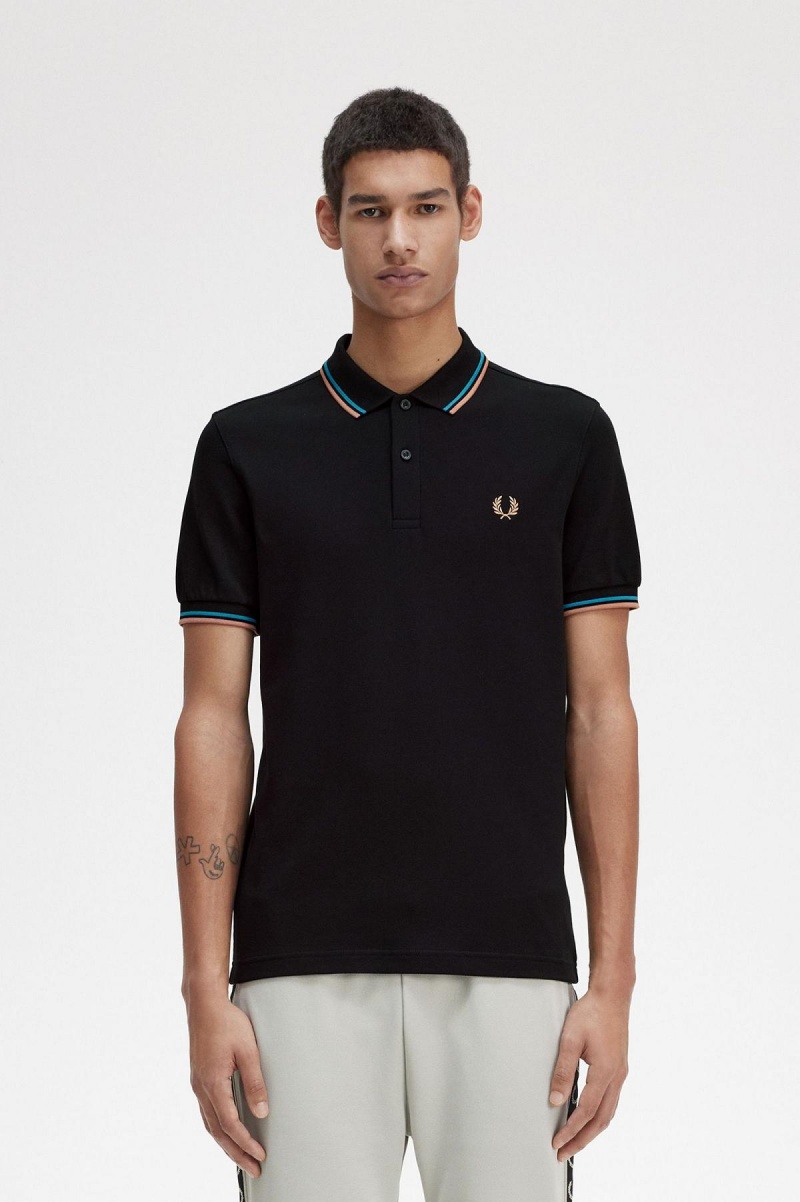 Fred Perry M3600 Fred Perry Shirt Herr Svarta Blå Ljus | SECVG41537