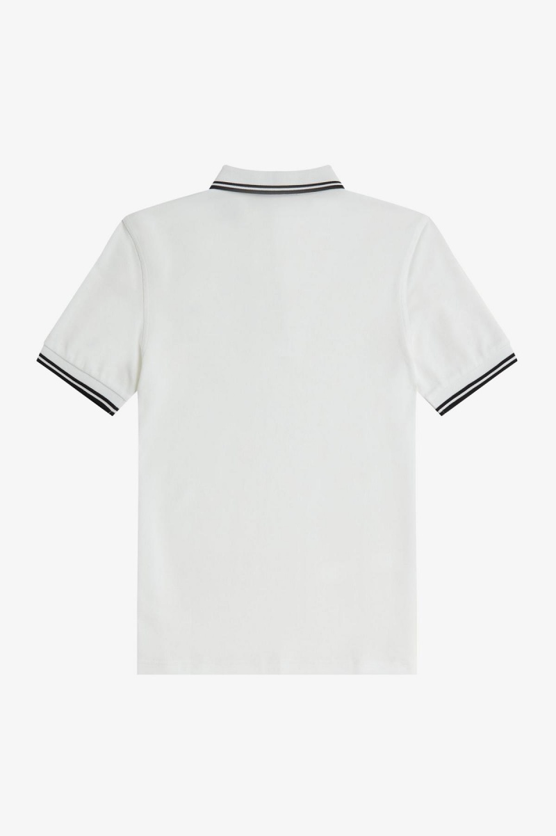 Fred Perry M3600 Fred Perry Shirt Herr Vita Svarta Svarta | ZSENQ58947