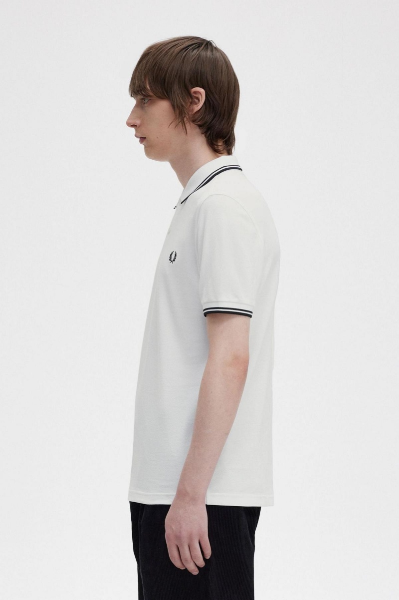 Fred Perry M3600 Fred Perry Shirt Herr Vita Svarta Svarta | ZSENQ58947