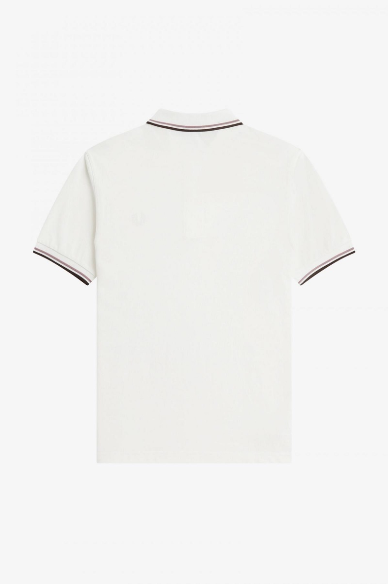 Fred Perry M3600 Fred Perry Shirt Herr Vita Mörkrosa | SECIF42092