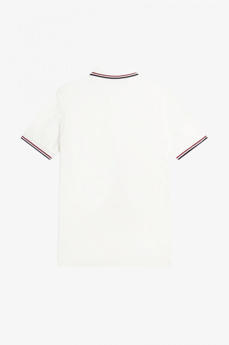 Fred Perry M3600 Fred Perry Shirt Herr Vita Röda Marinblå | SEZDE75757