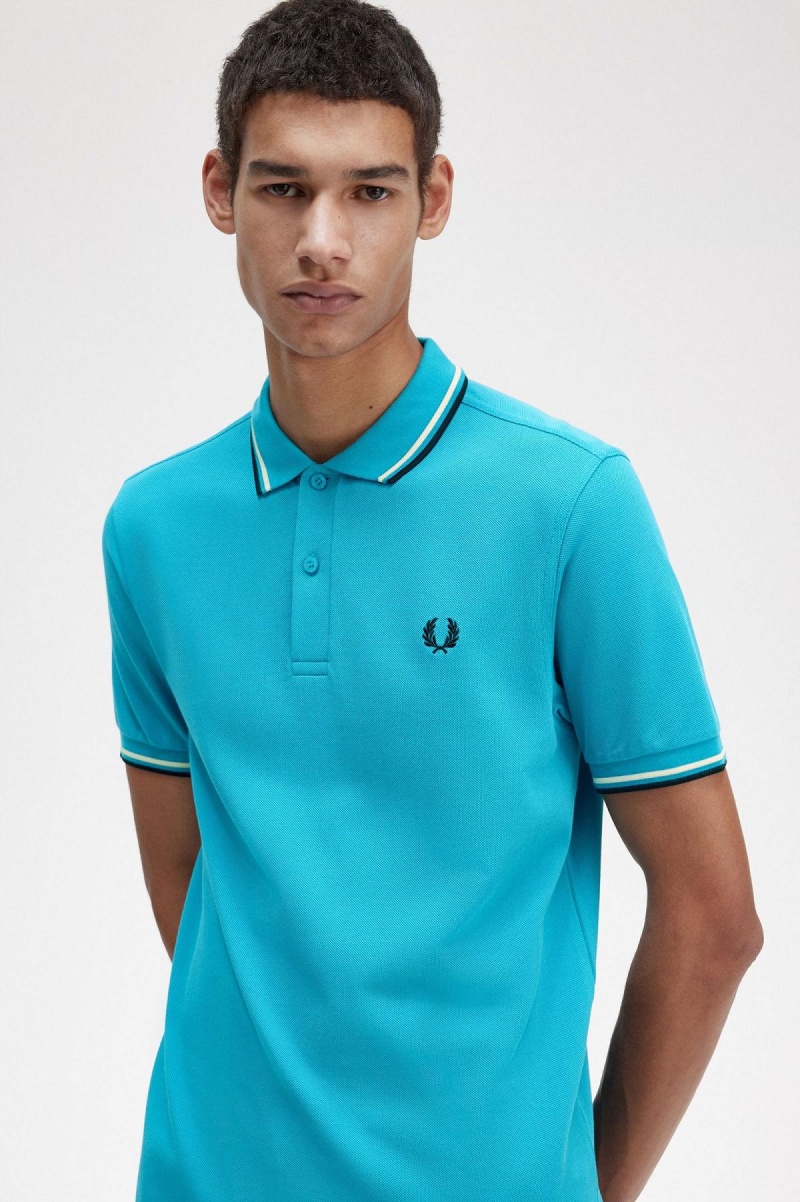 Fred Perry M3600 Piketröja Herr Blå Grädde Svarta | DSEKV65384